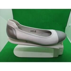 TRAVEL FOX COMFORT WHITE GRAY LEATHER WORK FLAT  SHOES SIZE 39 US 7.5